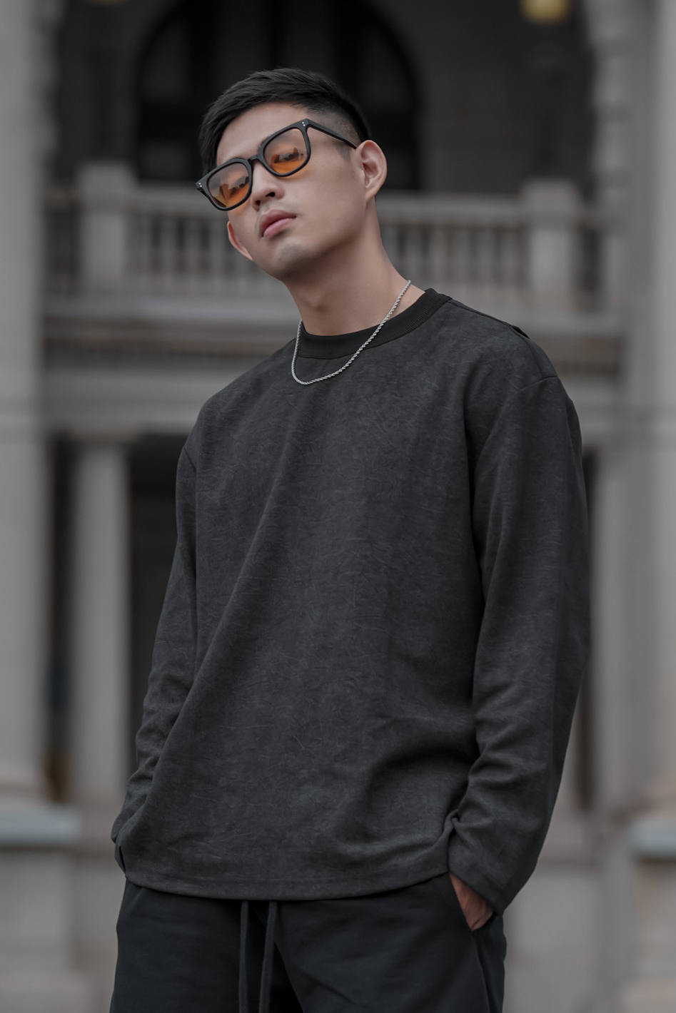 水洗紋理長袖T