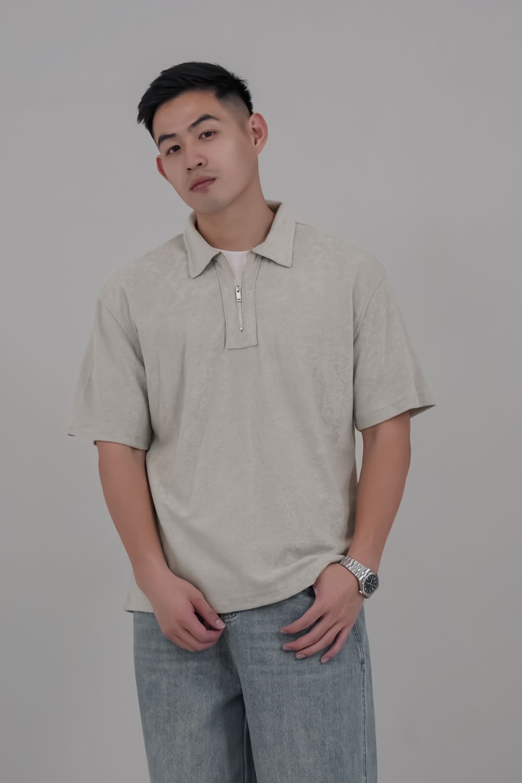 半拉鍊柔膚POLO