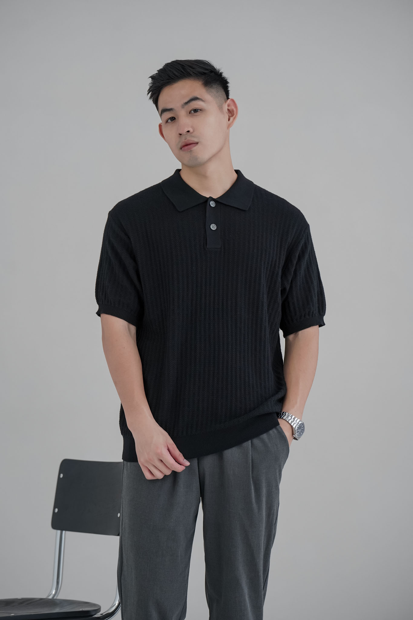 針織寬鬆POLO