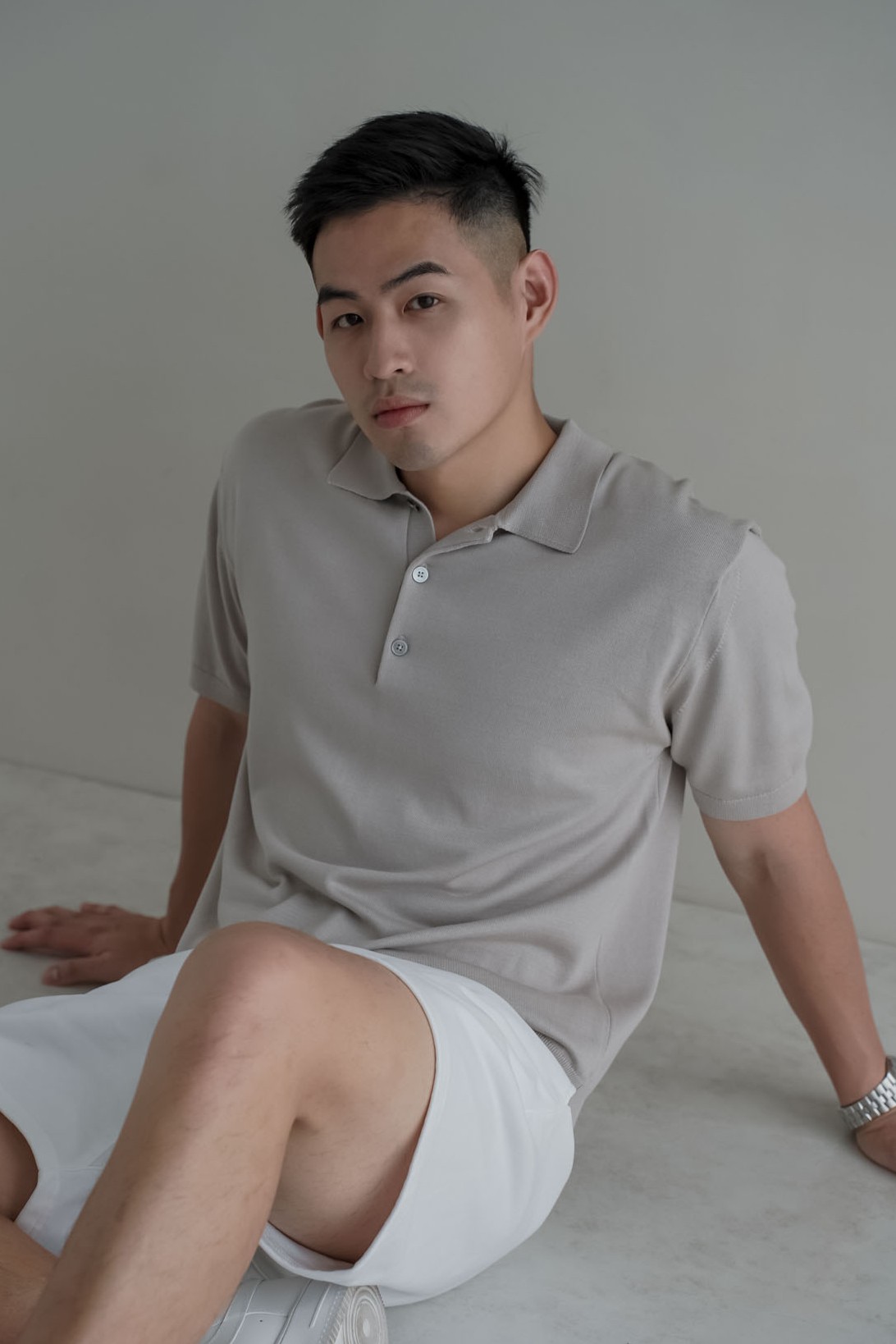 正韓親膚針織修身POLO