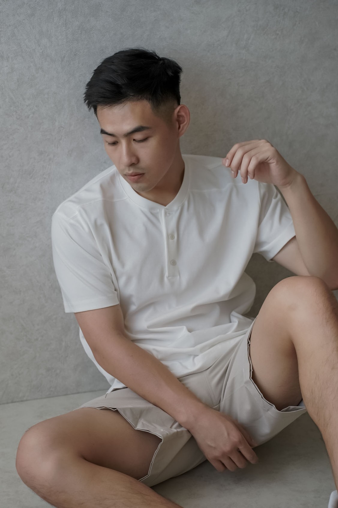正韓精梳棉結構亨利領短袖