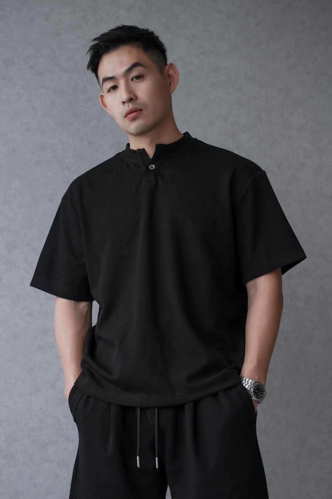 V領亨利棉感短袖