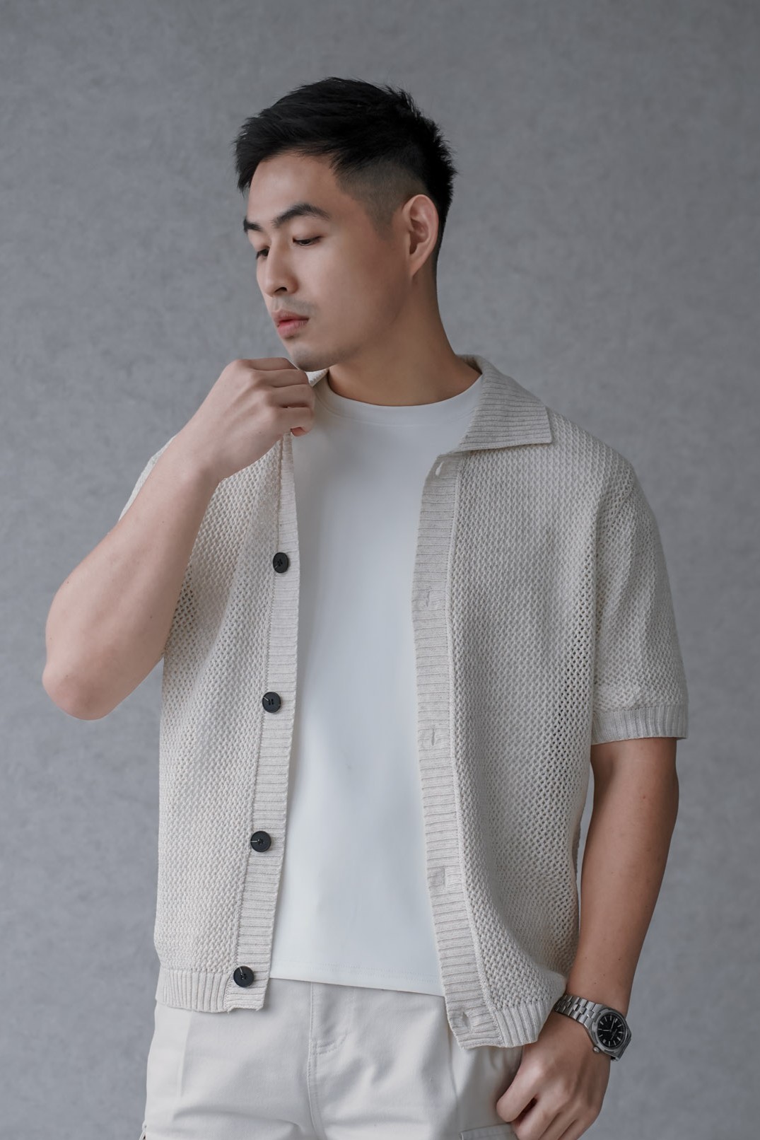 編織渡假開襟針織短袖