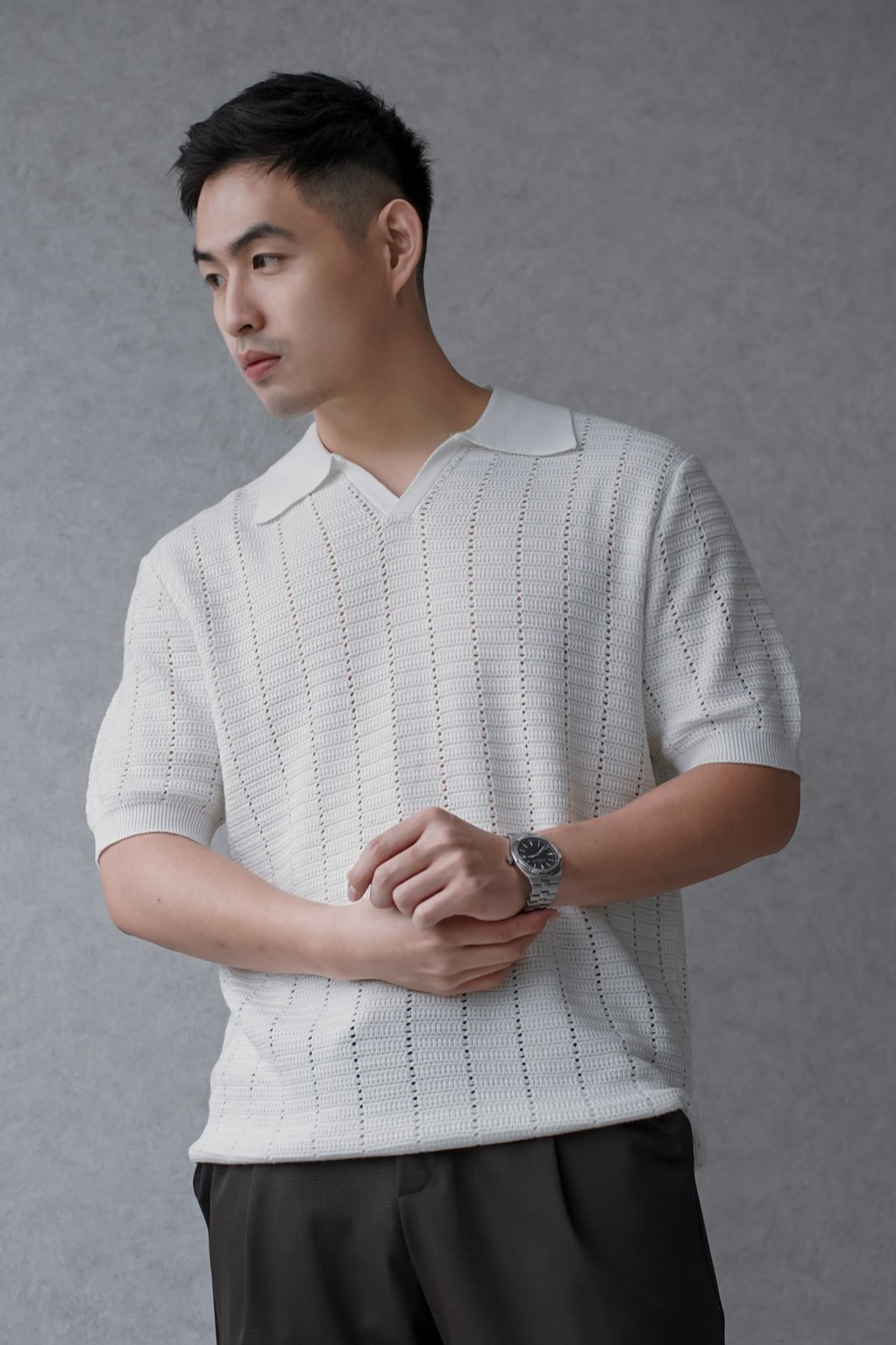 格律針織短袖襯衫