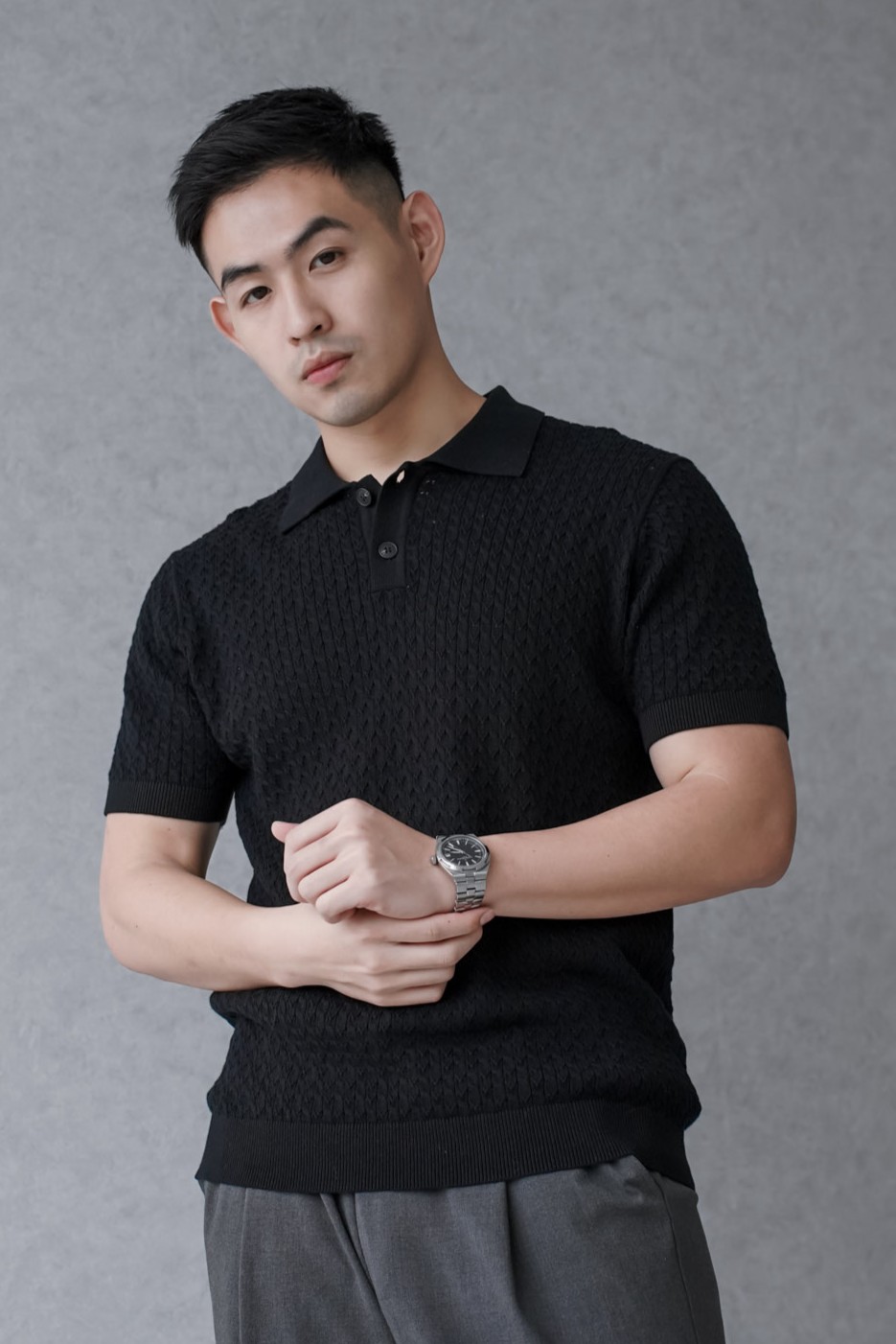 紳士麻花針織POLO