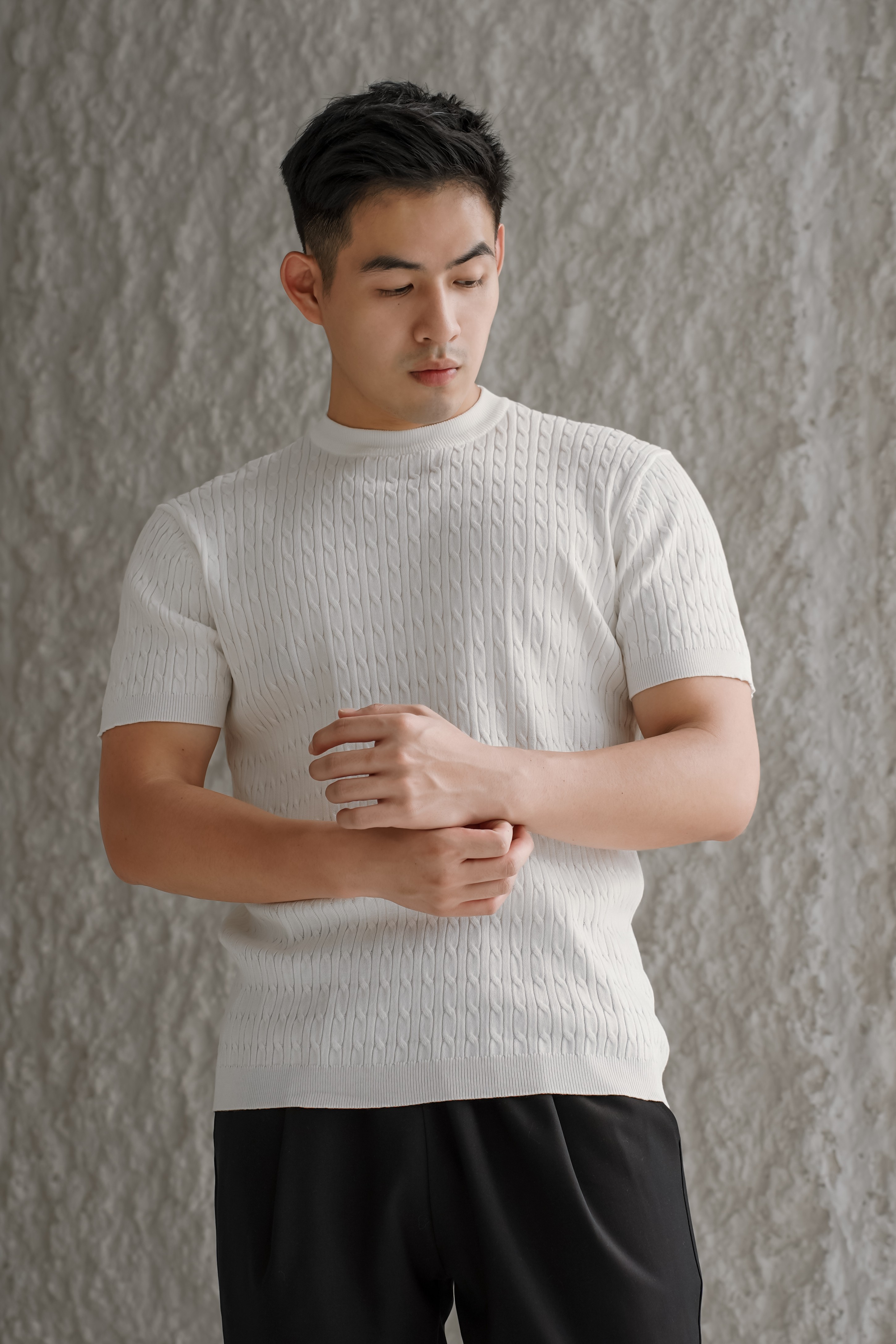 老錢麻花修身針織短袖