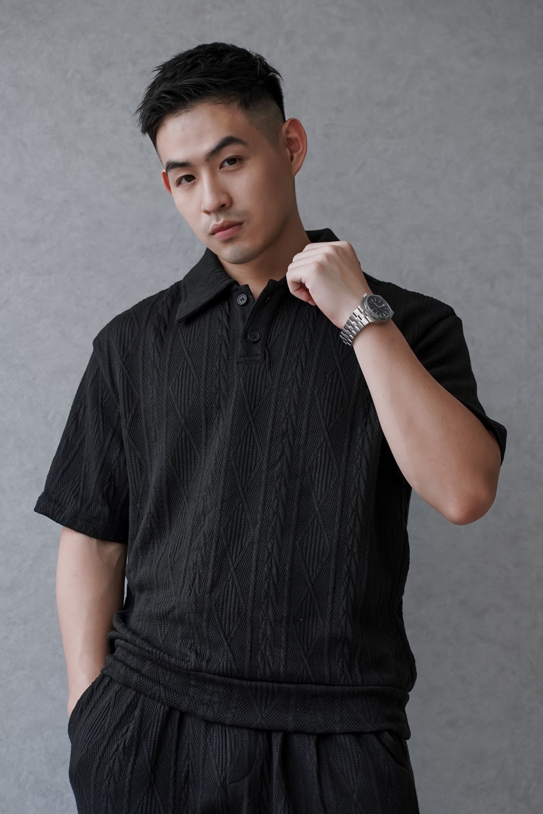 渡假紋理織感POLO套裝(短袖)