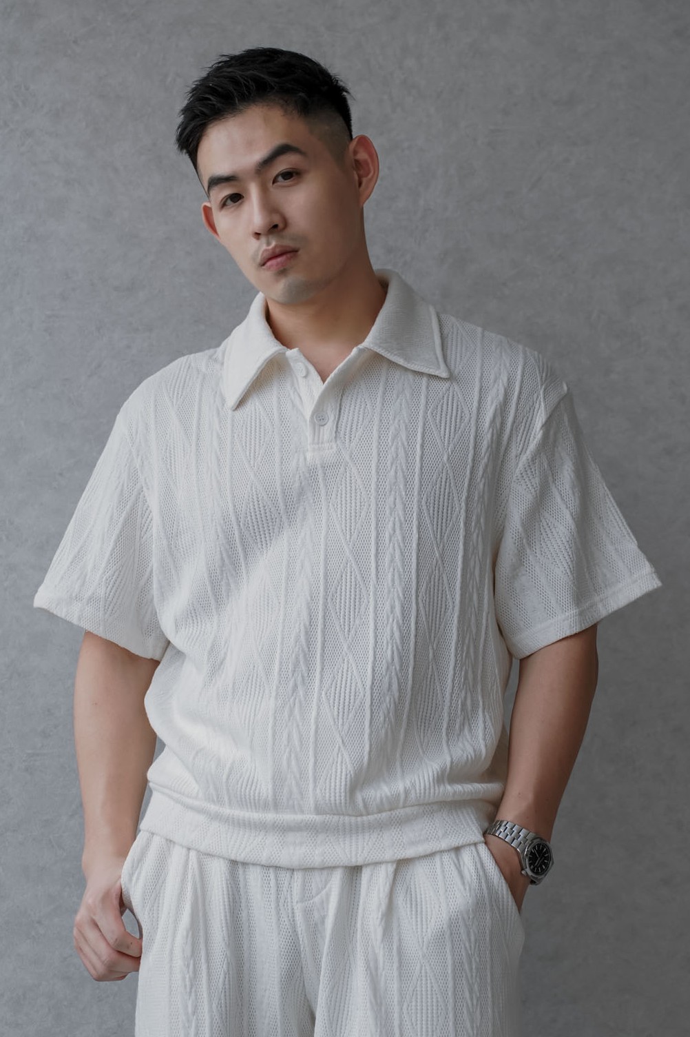 渡假紋理織感POLO套裝(短袖)