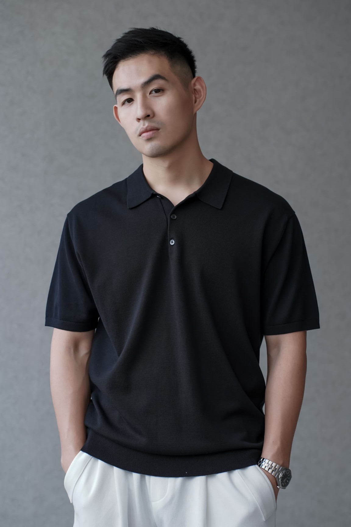 正韓老錢涼感針織POLO