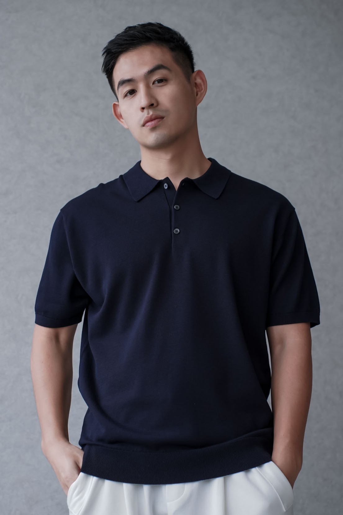 正韓老錢涼感針織POLO