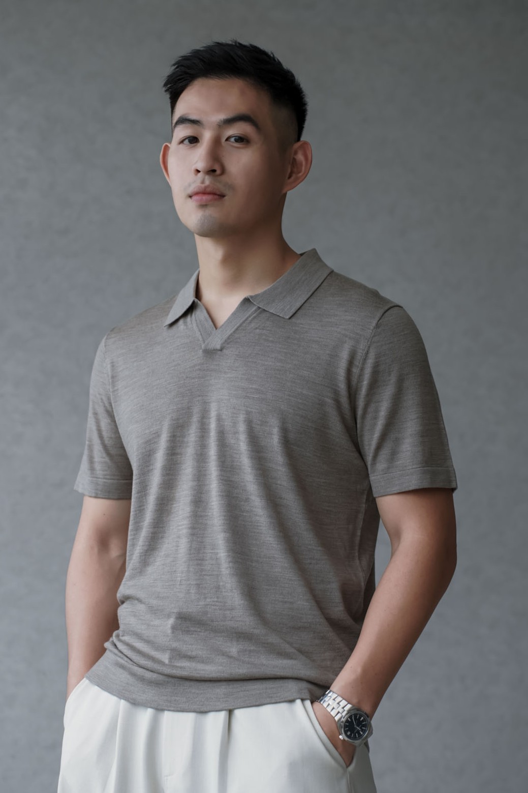 老錢100%綿羊毛精品海鷗領POLO