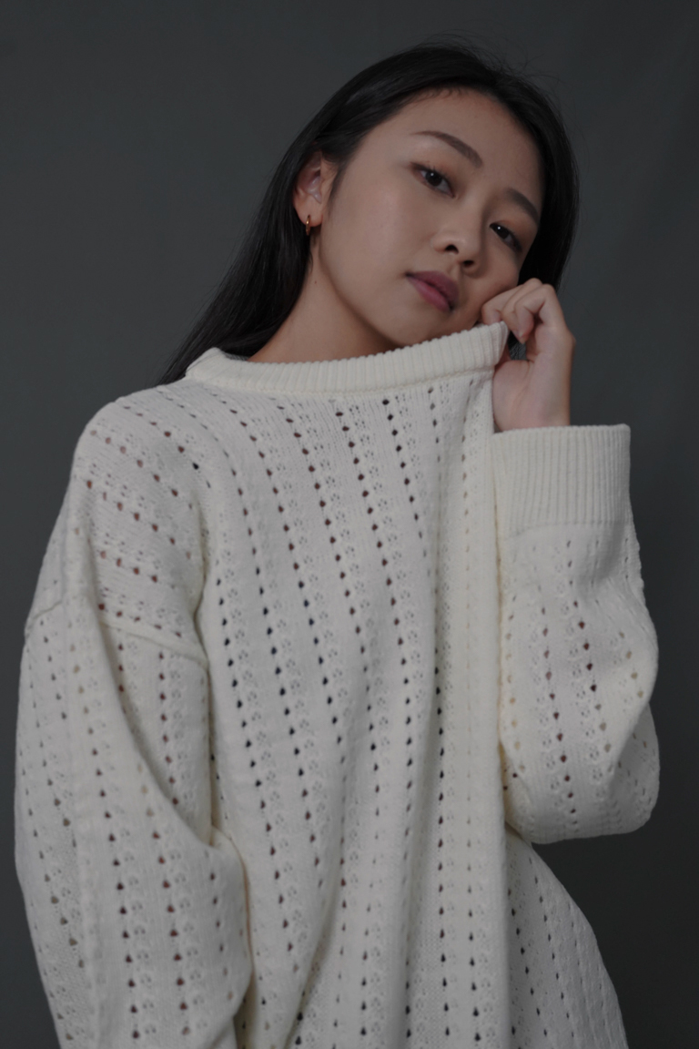 正韓鏤空粗針織毛衣