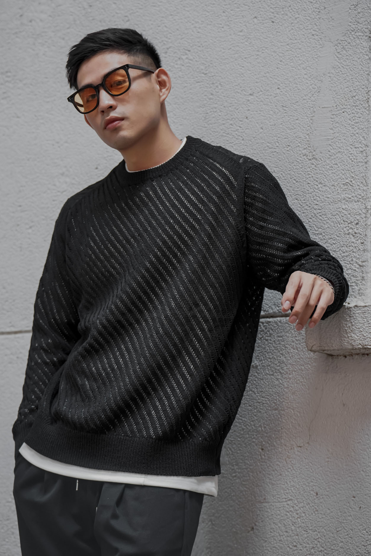 針織高級僂空長袖