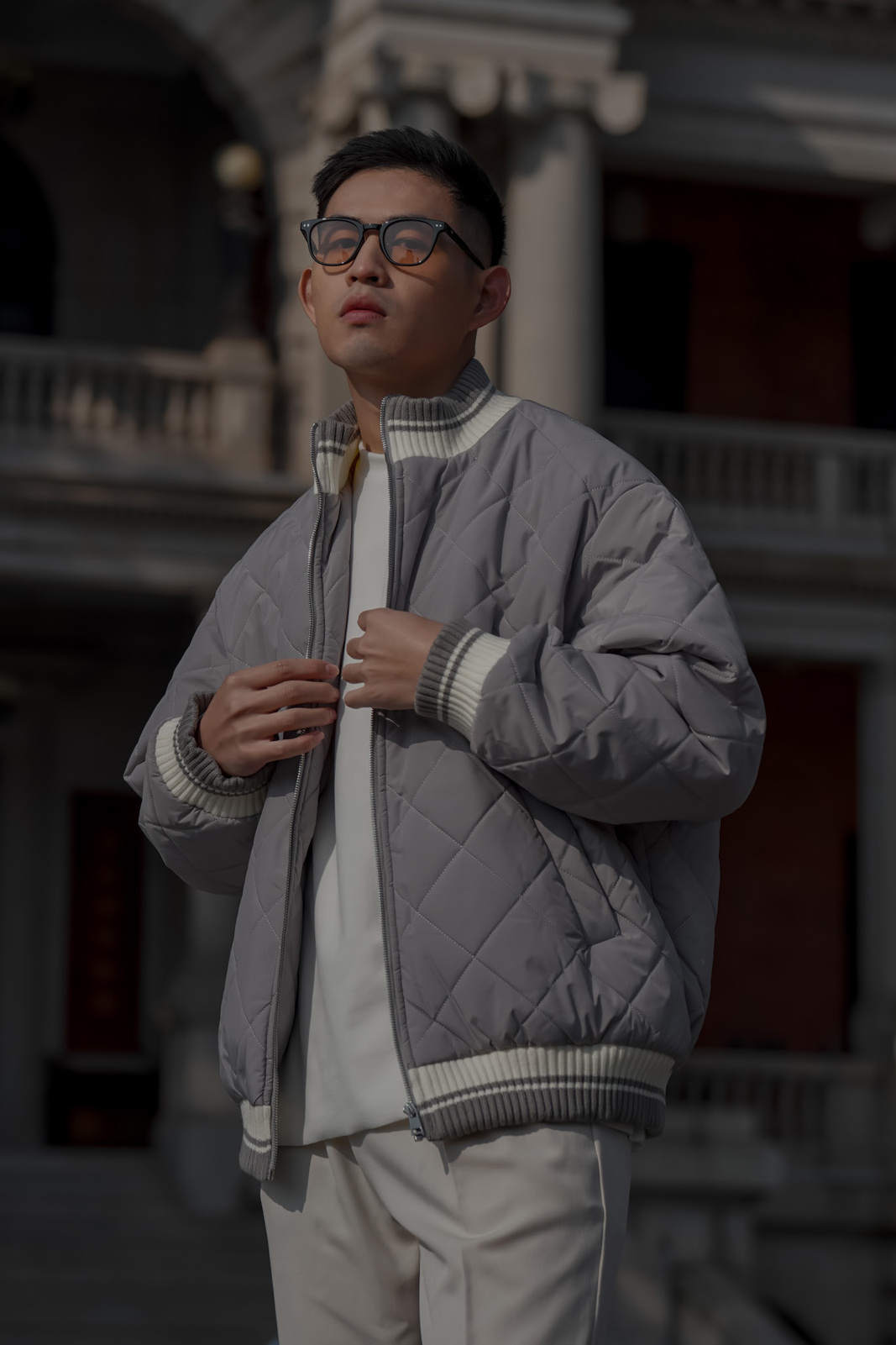 輕鋪棉菱格外套
