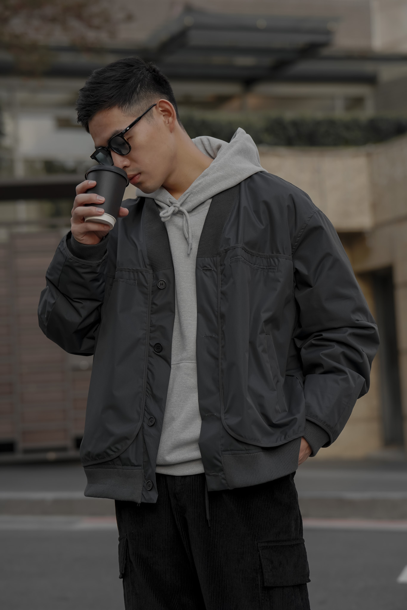 城市機能V領寬鬆外套