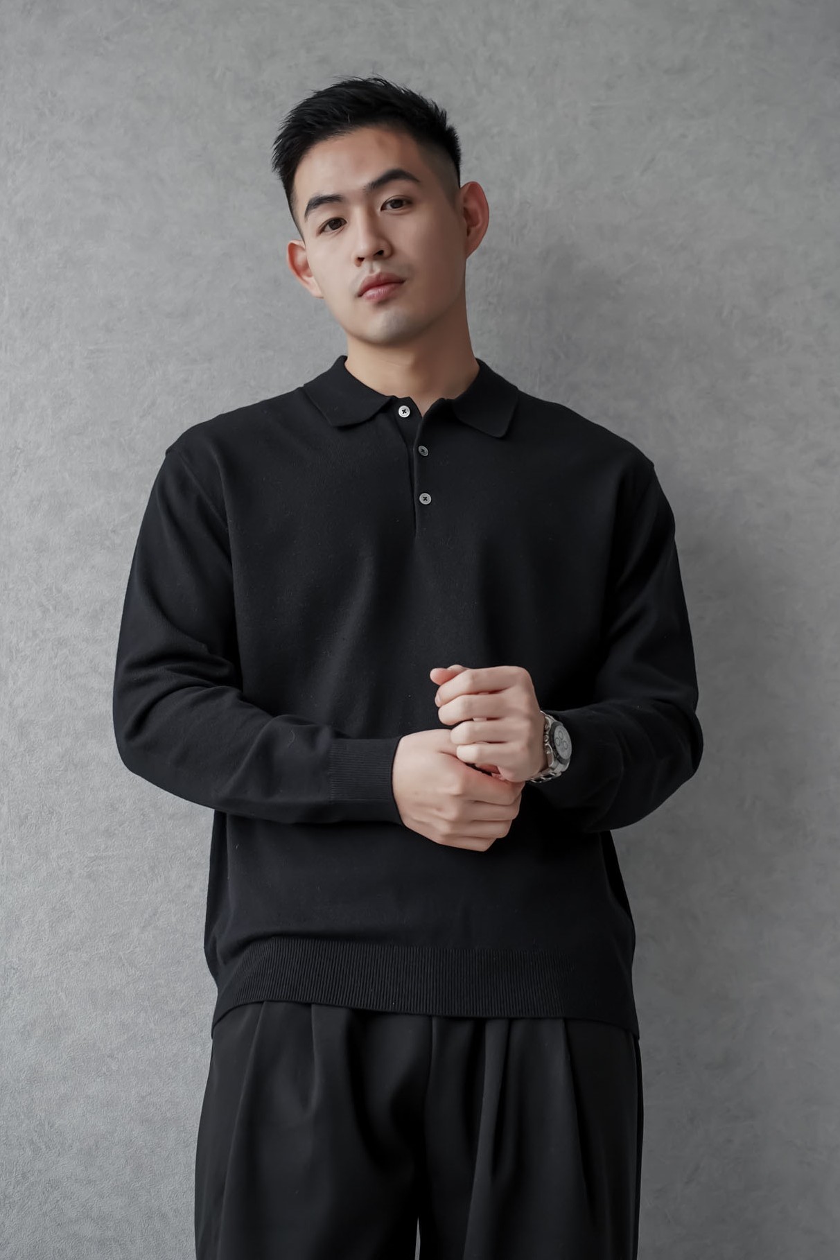 正韓針織長袖POLO