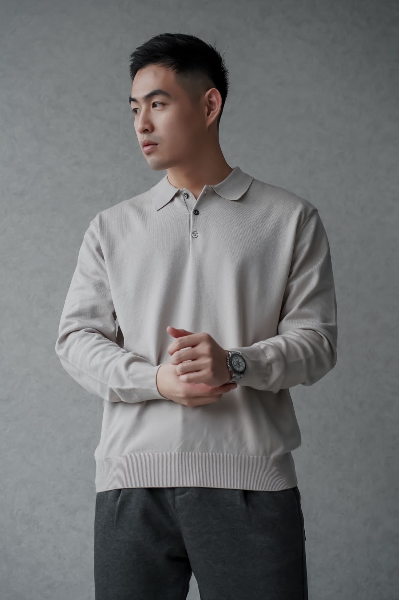 正韓針織長袖POLO