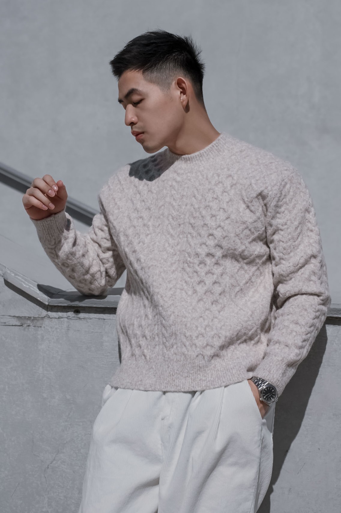 正韓美麗諾羊毛螺紋針織長袖