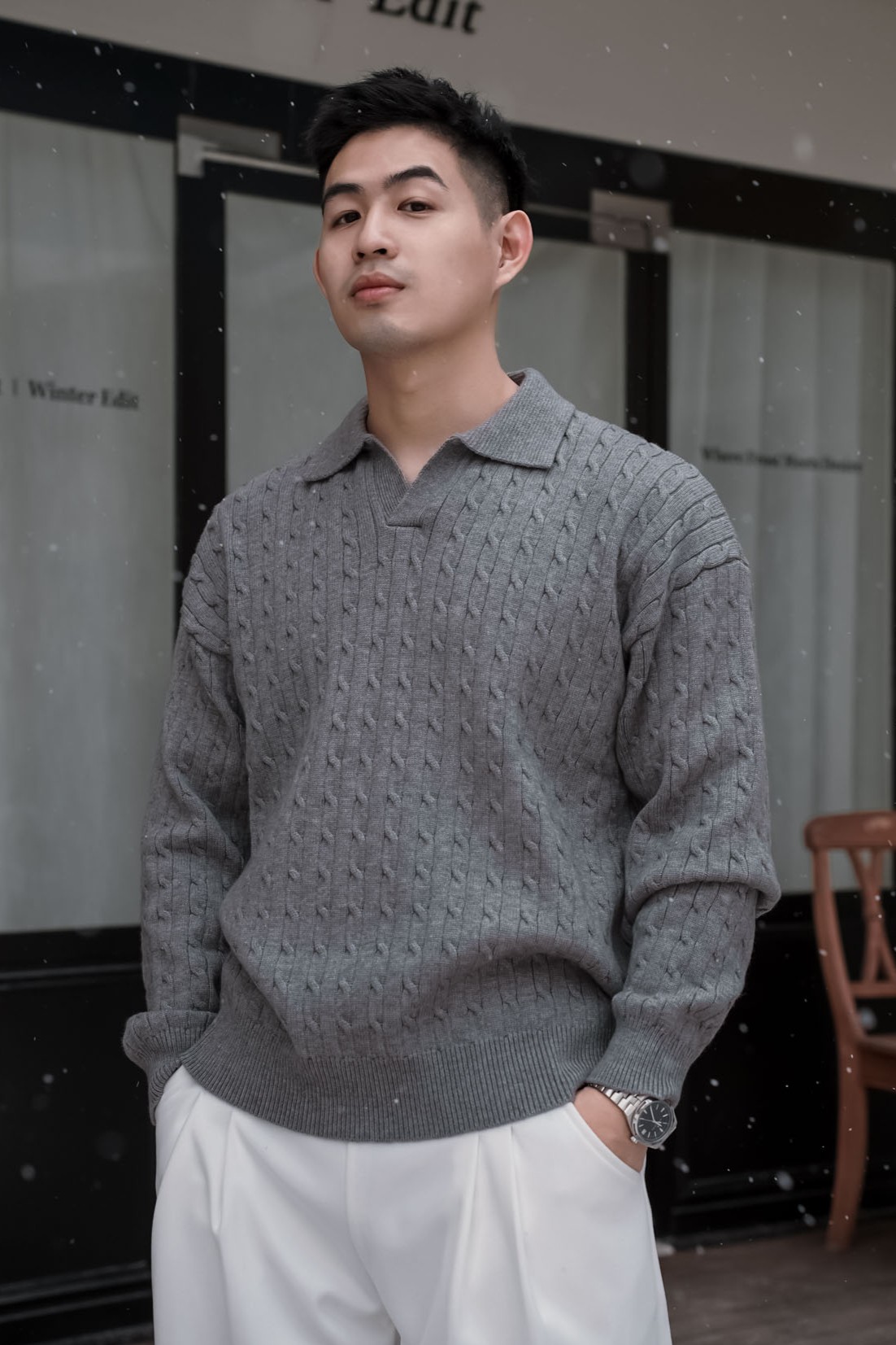 老錢麻花針織POLO