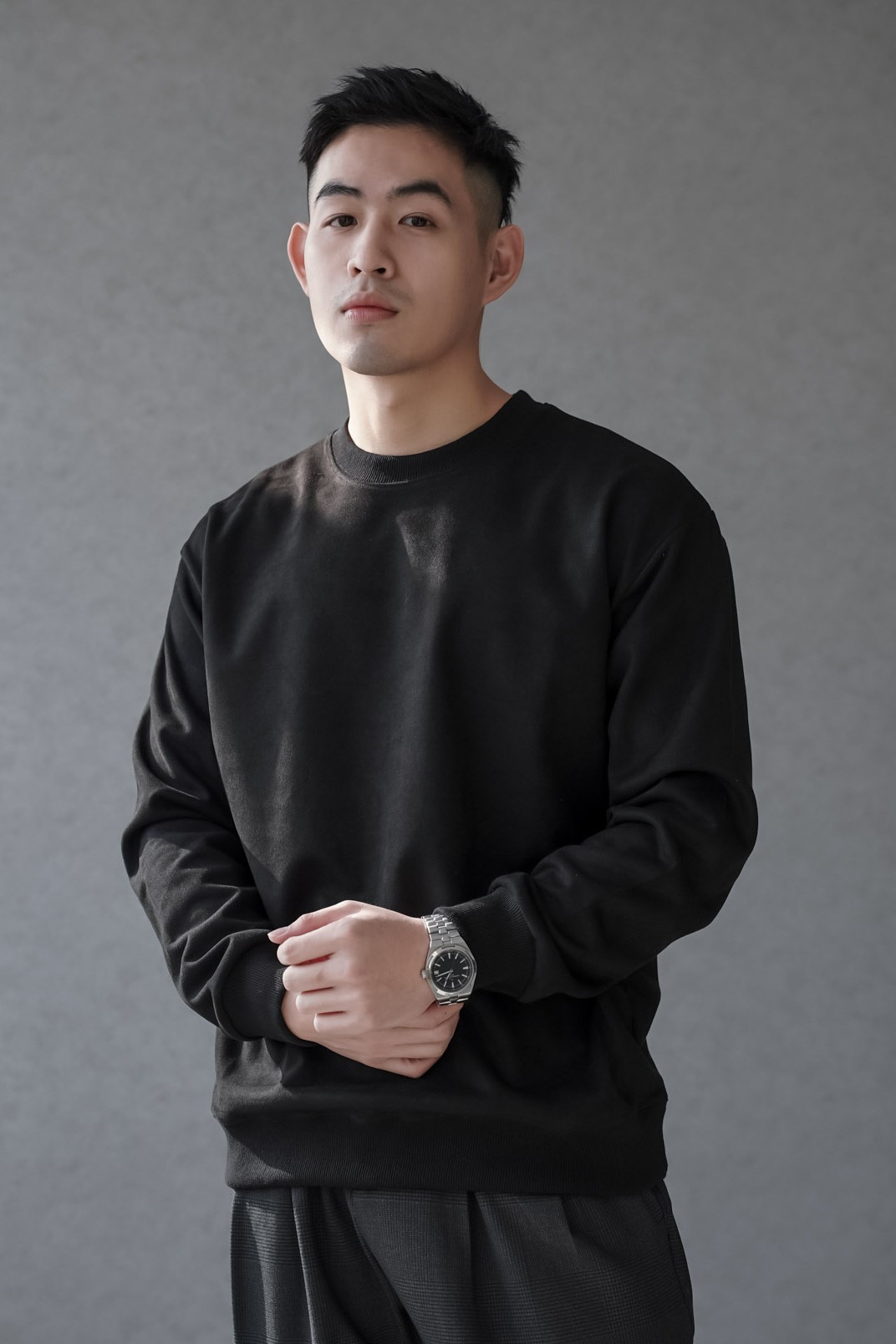 正韓麂皮長袖大學T