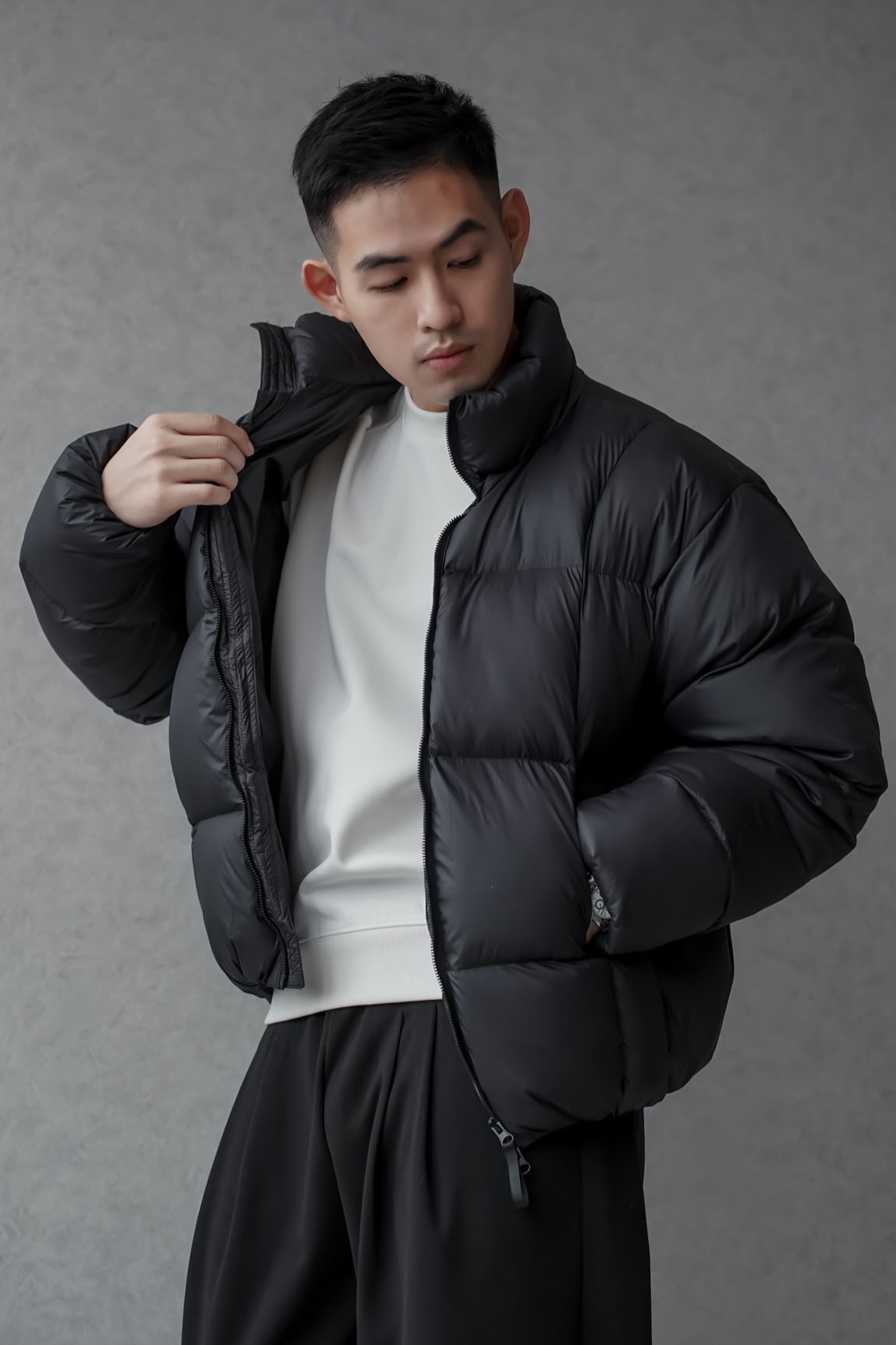 正韓白鴨絨方格外套