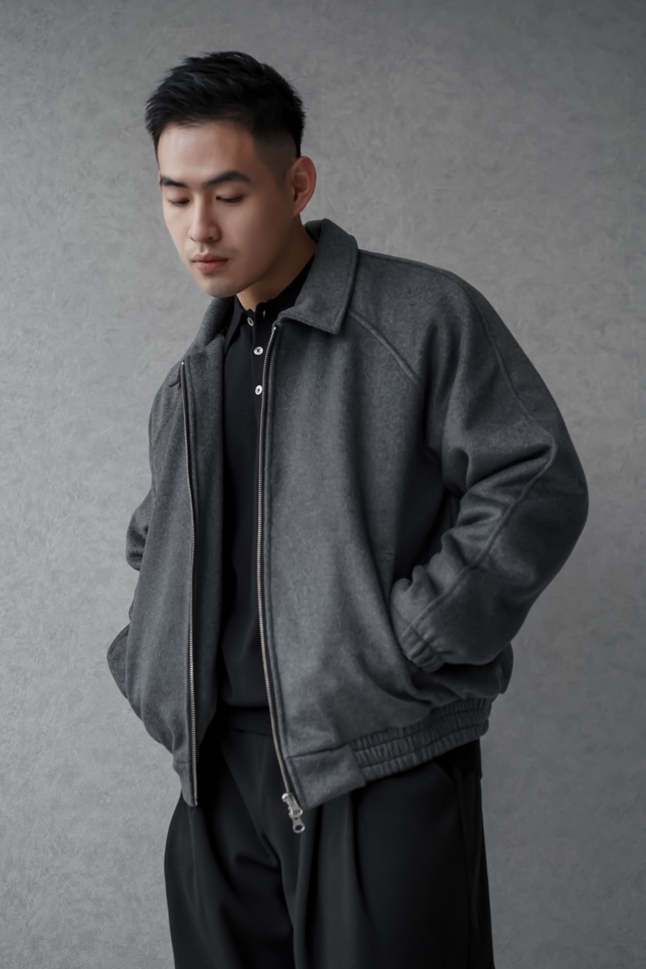 正韓短版剪裁羊毛外套