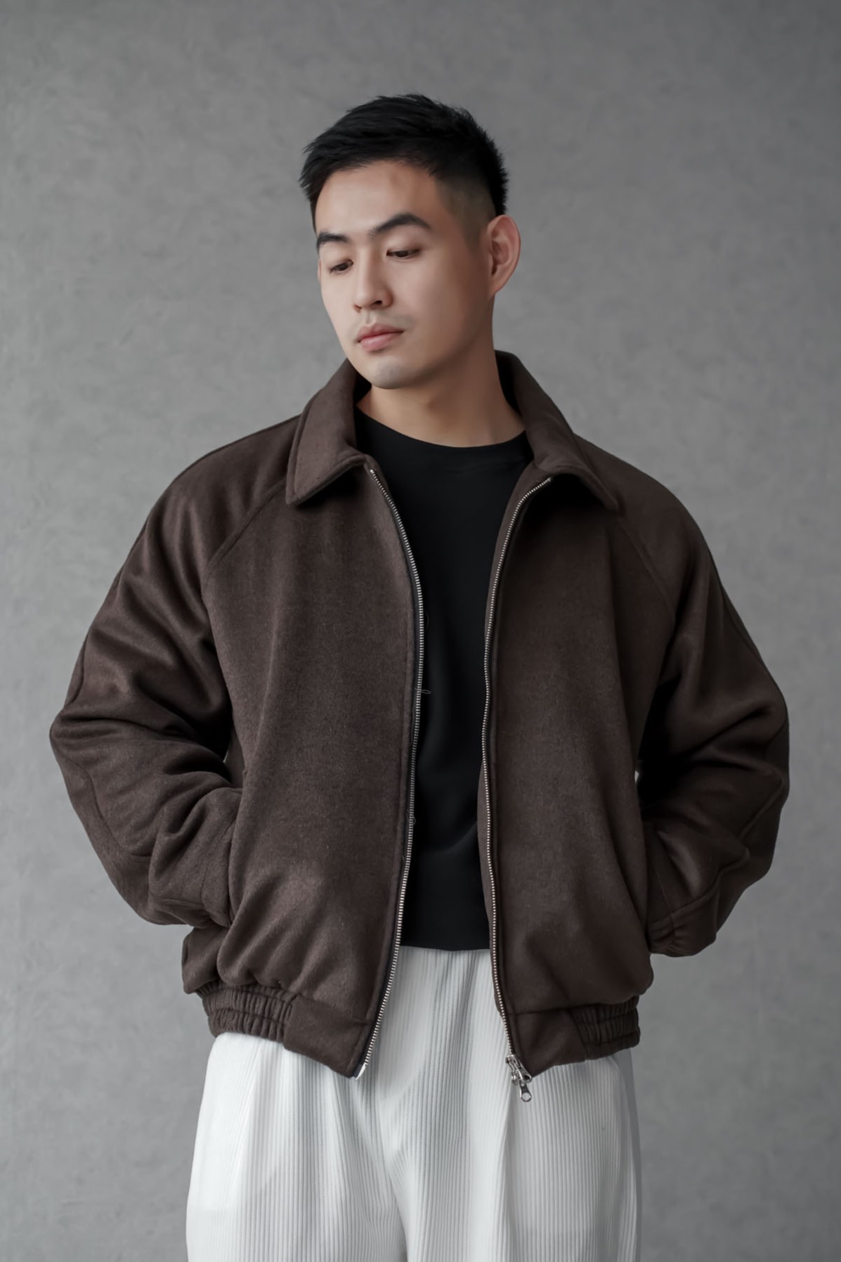 正韓短版剪裁羊毛外套