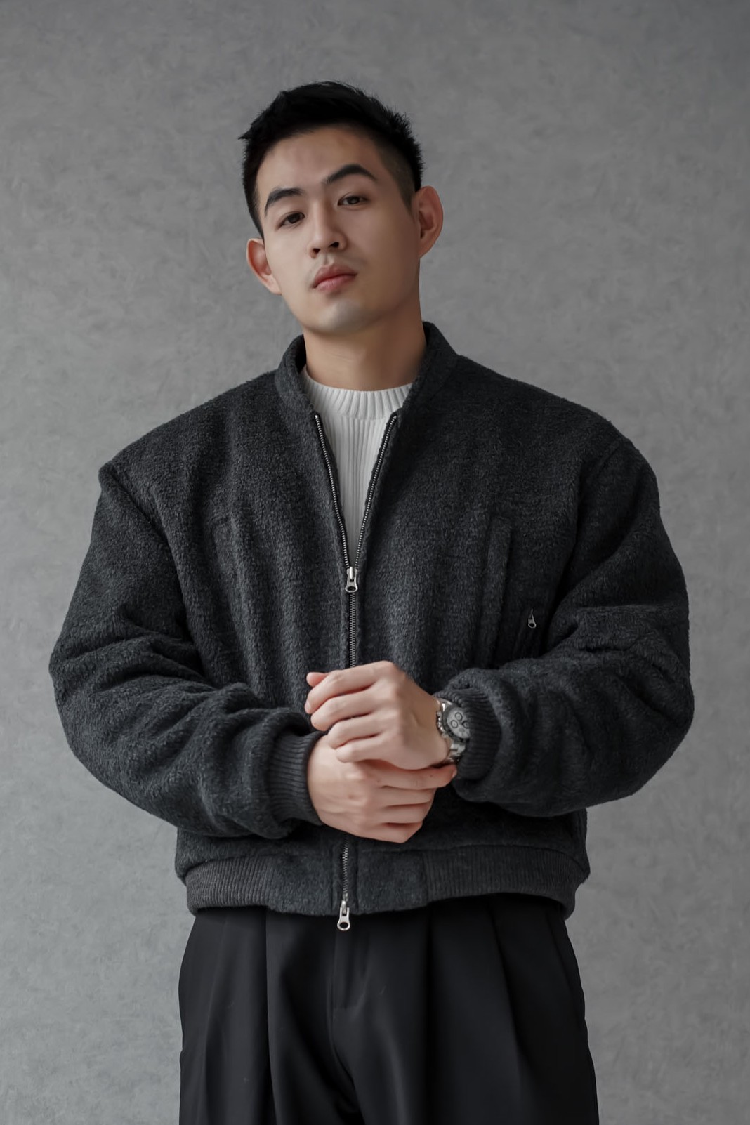 正韓短版羊毛外套