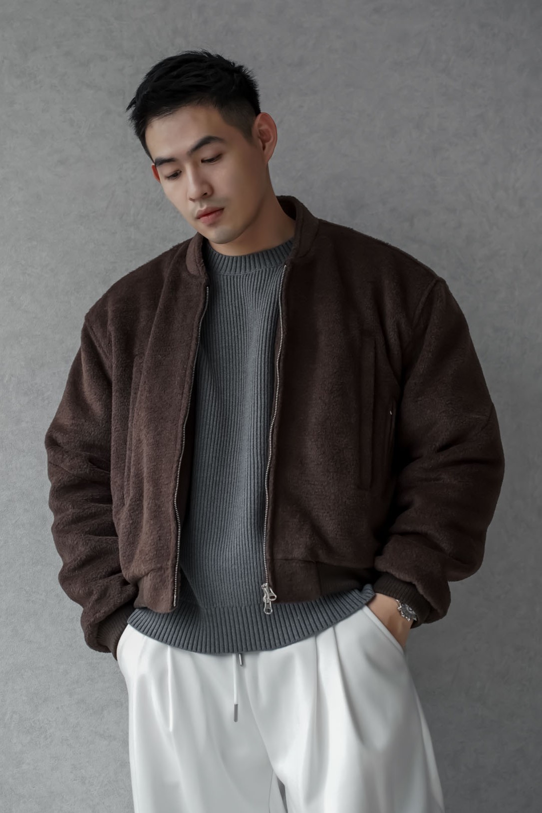 正韓短版羊毛外套