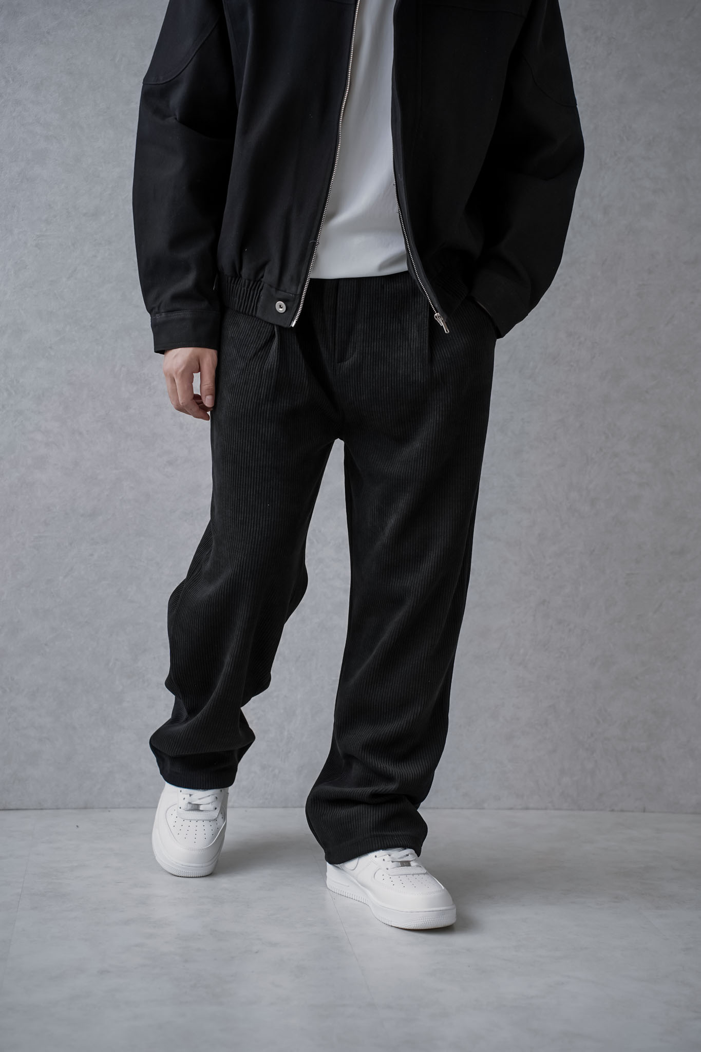 燈芯絨直紋寬鬆長褲