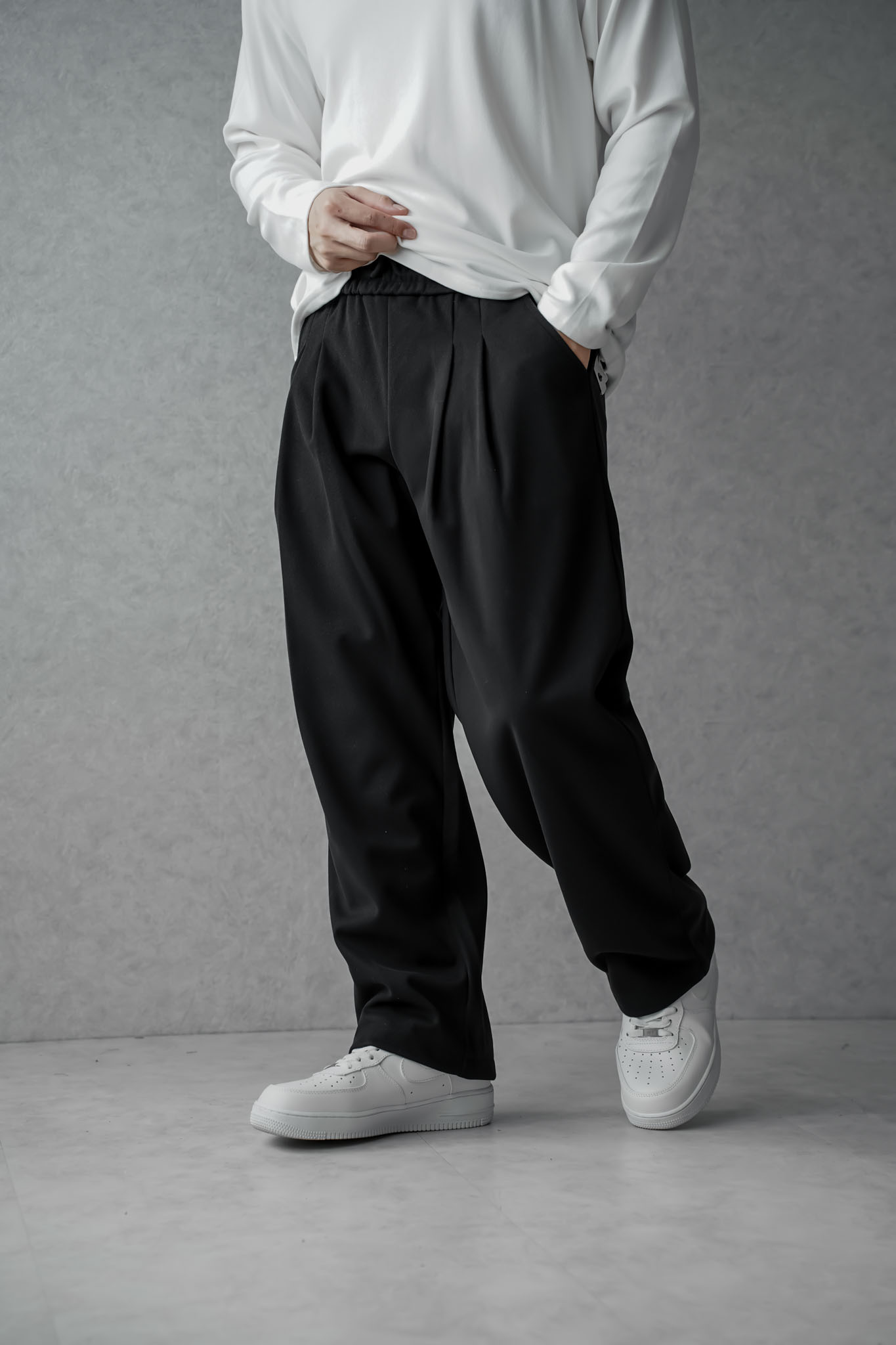 柔霧垂墜打摺長褲