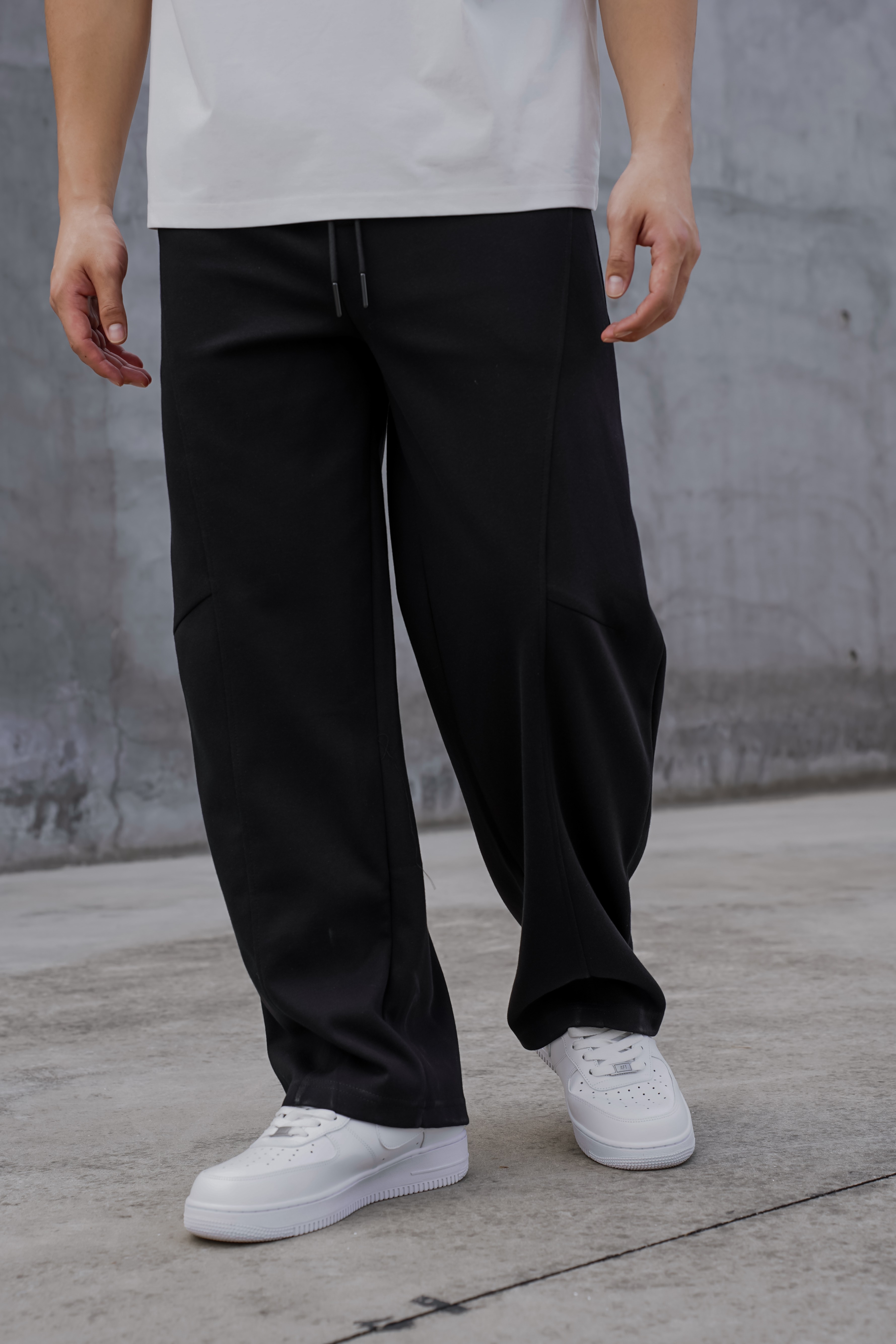 弧線層次線條棉長褲