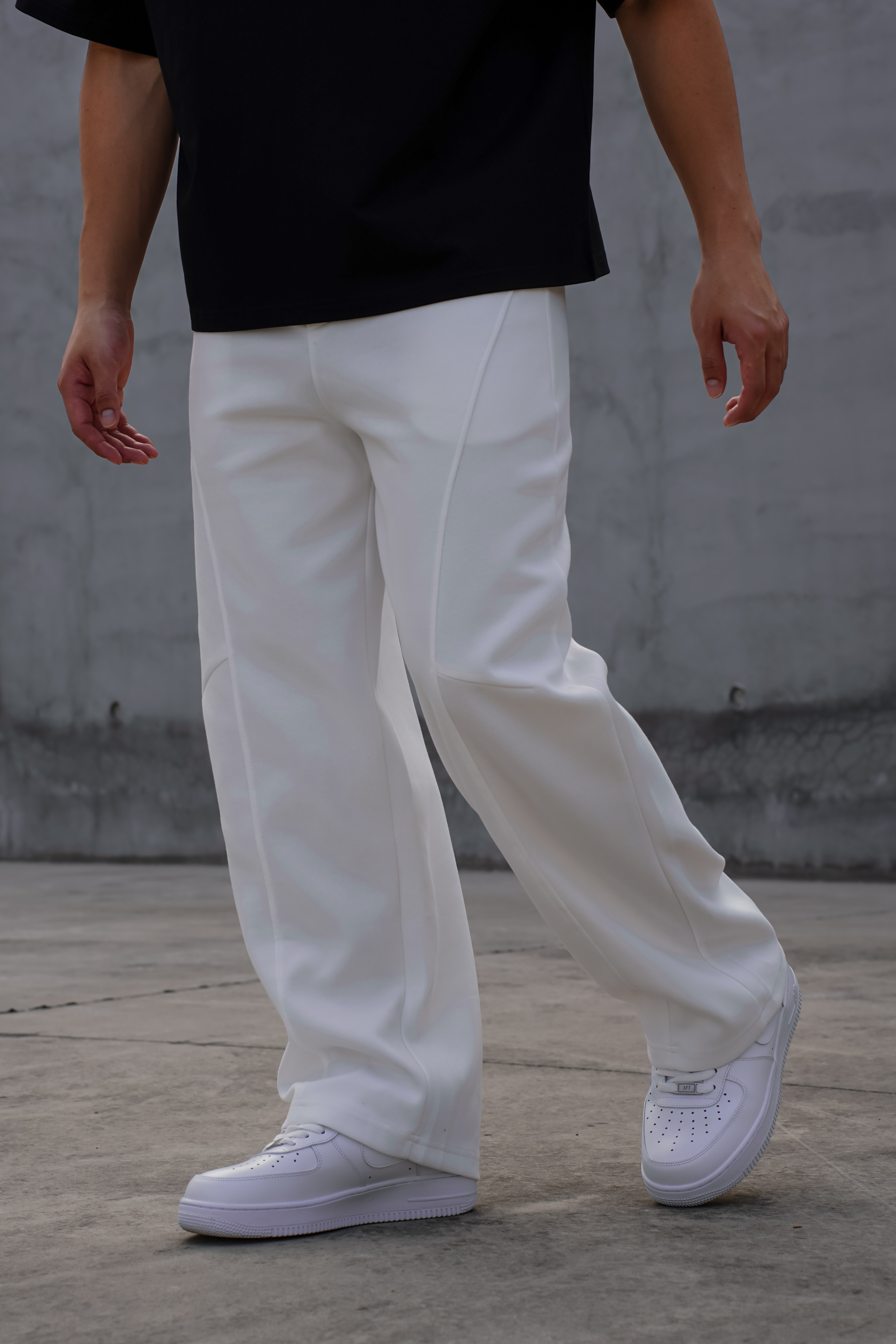 弧線層次線條棉長褲