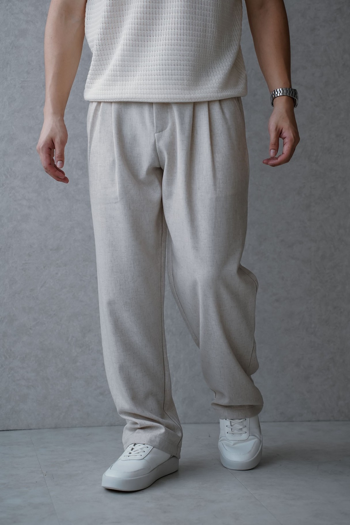 渡假亞麻寬鬆長褲