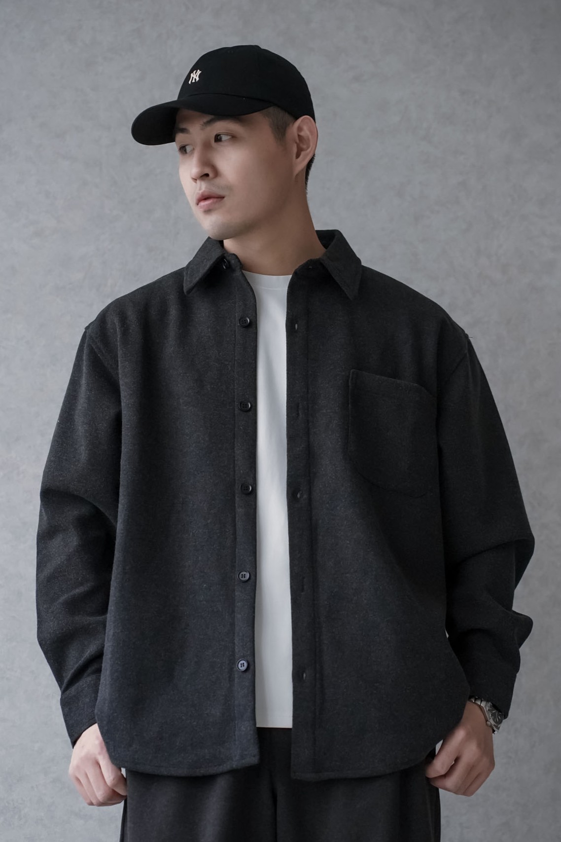 【NG】正韓柔膚霧感口袋襯衫