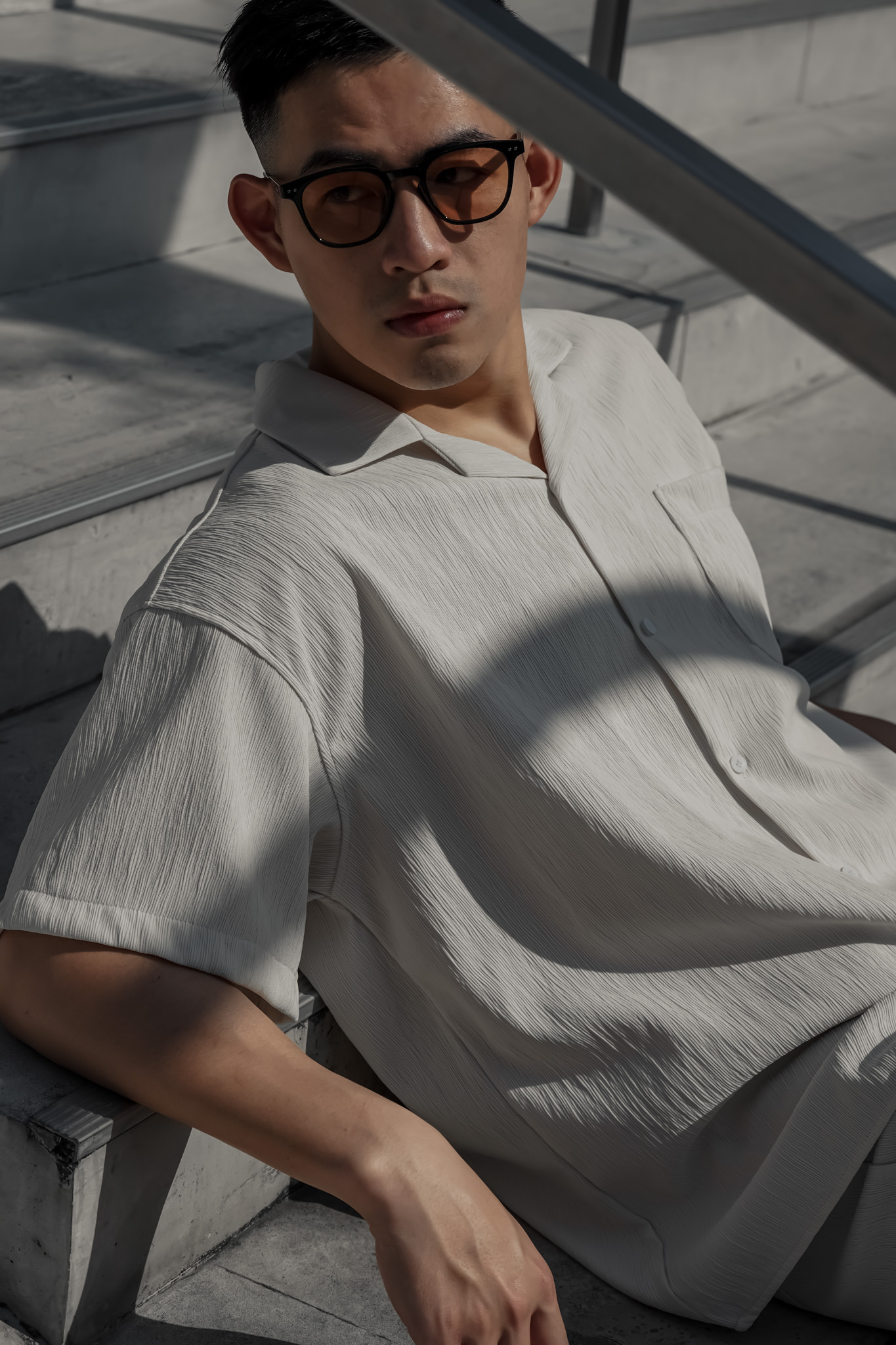 【NG】古巴領休閒水波紋襯衫