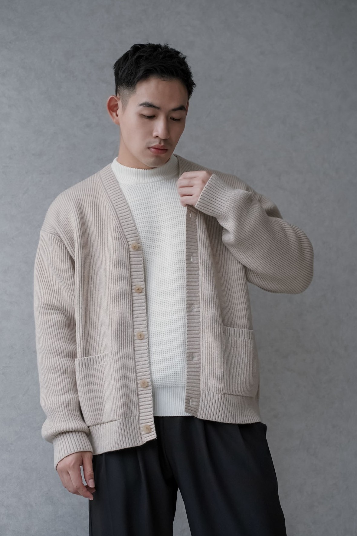 【NG】正韓柔針織開襟口袋外套