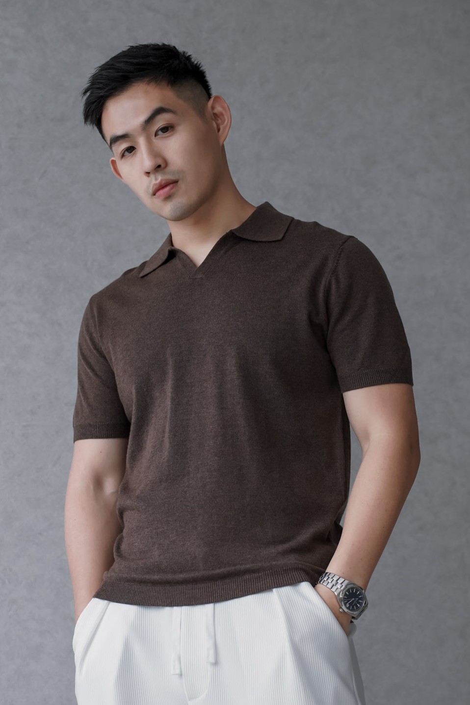【NG】老錢羊毛翻領針織短袖